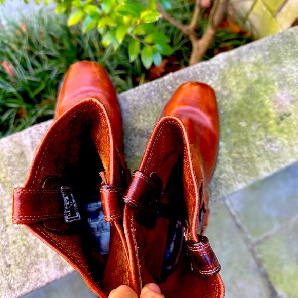 Frye Vintage Harness Men's Redwood Pebble Rust Brown Boots - Picture 10 of 12
